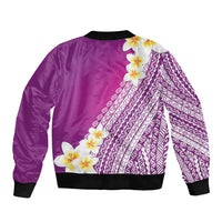 Tahiti Plumeria Tribal Pattern Sleeve Zip Bomber Jacket Wave Style Purple LT05 - Polynesian Pride