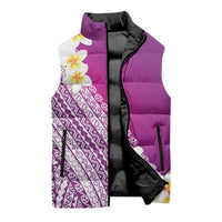 Tahiti Plumeria Tribal Pattern Sleeveless Puffer Jacket Wave Style Purple LT05 - Polynesian Pride