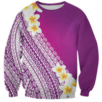Tahiti Plumeria Tribal Pattern Sweatshirt Wave Style Purple LT05 Unisex Purple - Polynesian Pride
