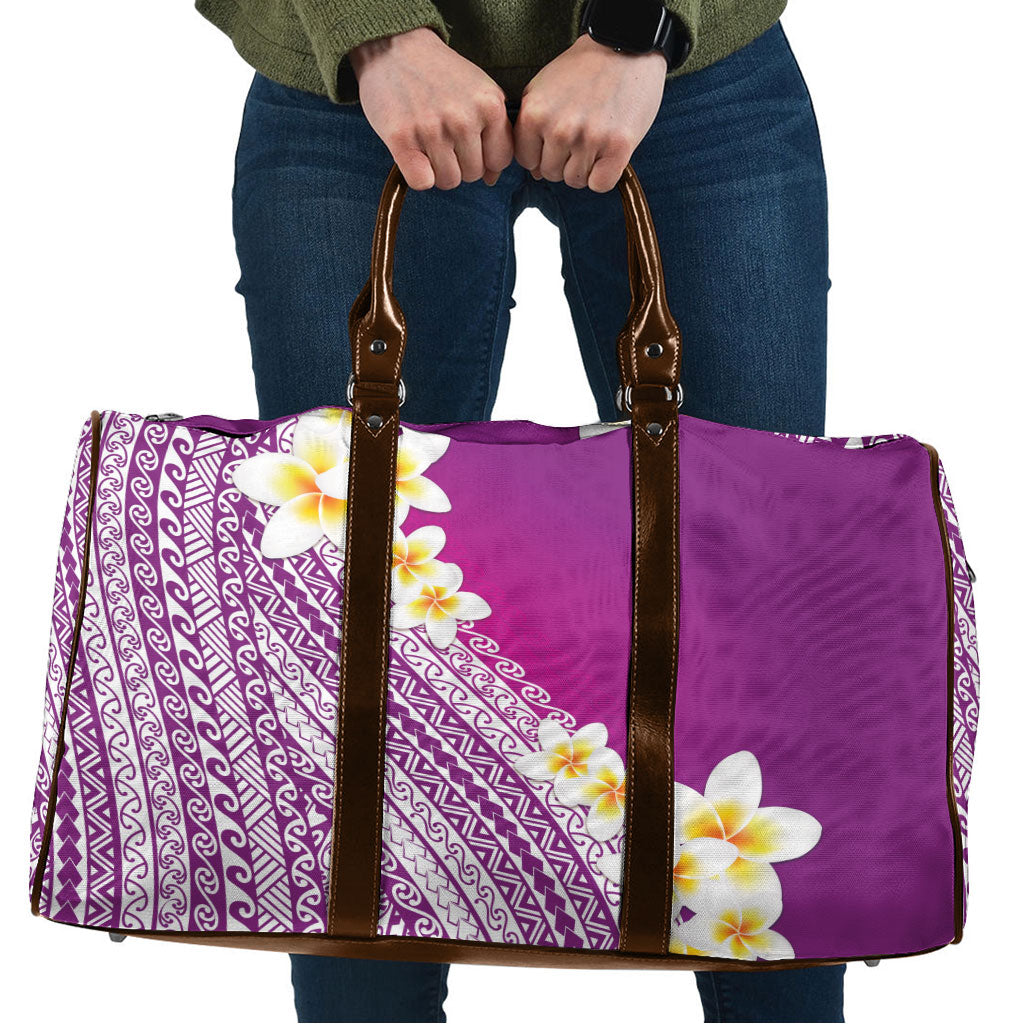 Tahiti Plumeria Tribal Pattern Travel Bag Wave Style Purple