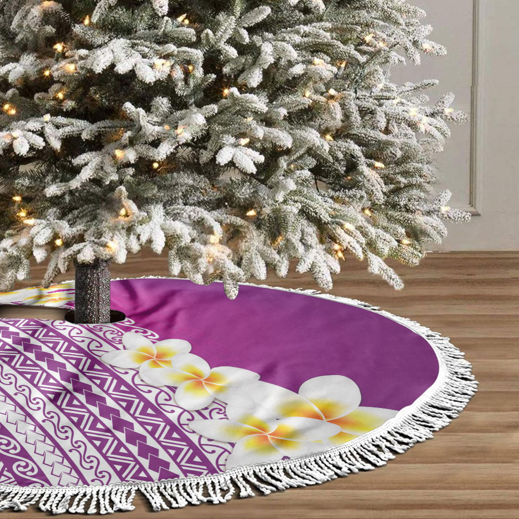 Tahiti Plumeria Tribal Pattern Tree Skirt Wave Style Purple LT05 - Polynesian Pride