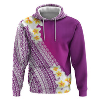 Tahiti Plumeria Tribal Pattern Zip Hoodie Wave Style Purple LT05 Pullover Hoodie Purple - Polynesian Pride