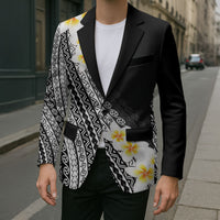 Tahiti Plumeria Tribal Pattern Blazer Wave Style Black LT05 - Polynesian Pride