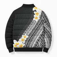 Tahiti Plumeria Tribal Pattern Bomber Puffer Jacket Wave Style Black LT05 - Polynesian Pride
