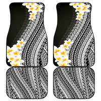 Tahiti Plumeria Tribal Pattern Car Mats Wave Style Black LT05 - Polynesian Pride