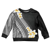 Tahiti Plumeria Tribal Pattern Kid Ugly Christmas Sweater Wave Style Black LT05 Kid Black - Polynesian Pride