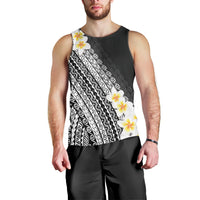 Tahiti Plumeria Tribal Pattern Men Tank Top Wave Style Black LT05 - Polynesian Pride