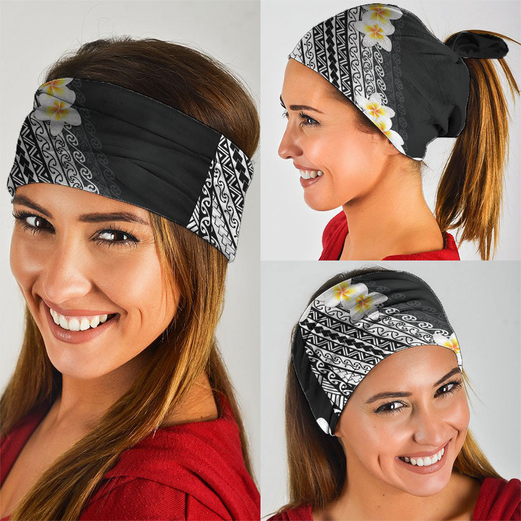 Tahiti Plumeria Tribal Pattern Neck Gaiter Wave Style Black LT05 - Polynesian Pride