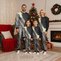 Tahiti Plumeria Tribal Pattern Christmas Pajama Set Wave Style Black LT05 - Polynesian Pride