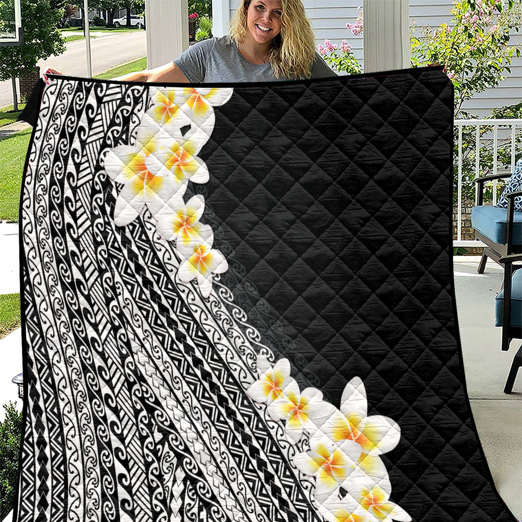 Tahiti Plumeria Tribal Pattern Quilt Wave Style Black LT05 Black - Polynesian Pride