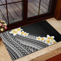 Tahiti Plumeria Tribal Pattern Rubber Doormat Wave Style Black LT05 - Polynesian Pride