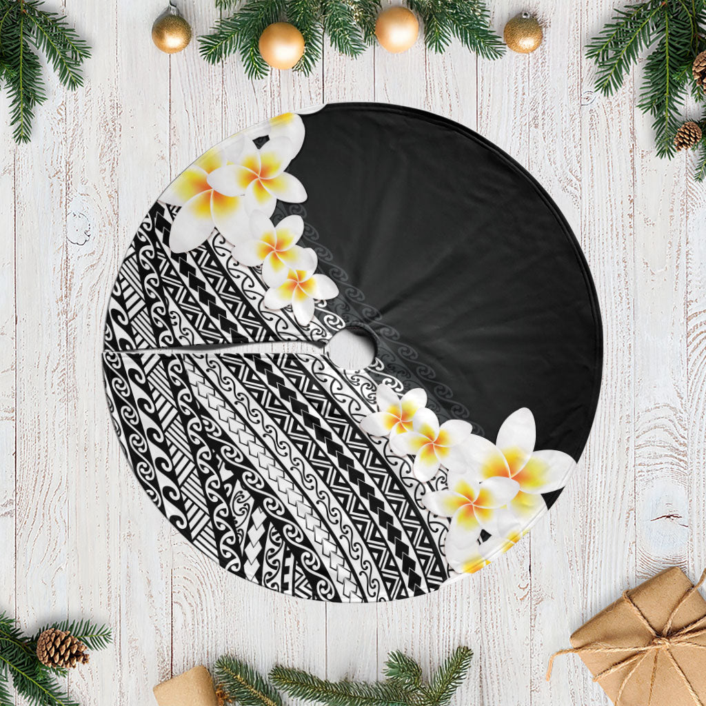 Tahiti Plumeria Tribal Pattern Tree Skirt Wave Style Black LT05 Casual Black - Polynesian Pride