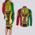 Vanuatu Couples Matching Long Sleeve Bodycon Dress and Long Sleeve Button Shirts Vanuatuan Coat Of Arms Mix Pig Tusk Poynesian Pattern LT05 - Polynesian Pride