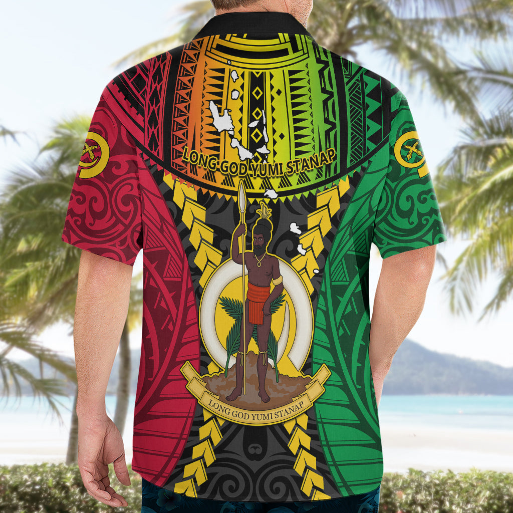 Vanuatu Hawaiian Shirt Vanuatuan Coat Of Arms Mix Pig Tusk Poynesian Pattern LT05 - Polynesian Pride