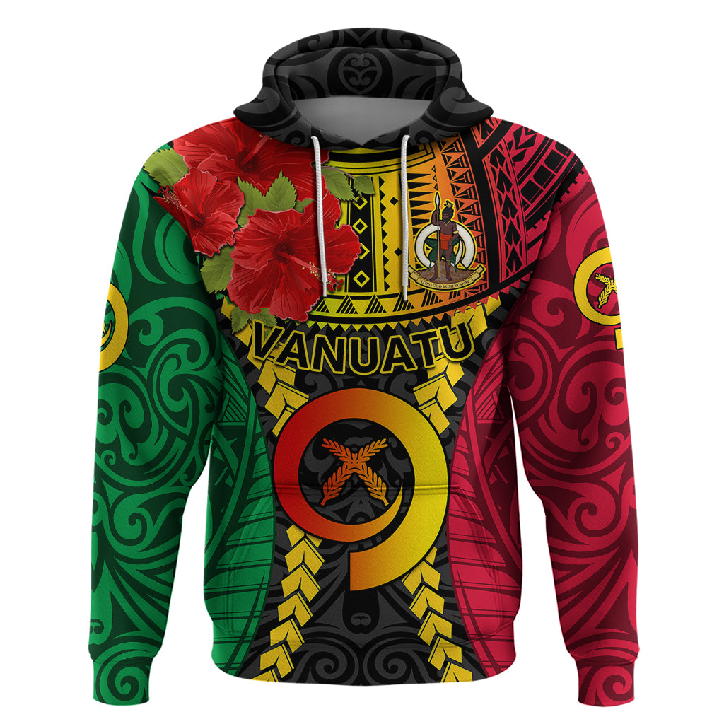 Vanuatu Hoodie Vanuatuan Coat Of Arms Mix Pig Tusk Poynesian Pattern LT05 Reggae - Polynesian Pride