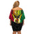 Vanuatu Off Shoulder Short Dress Vanuatuan Coat Of Arms Mix Pig Tusk Poynesian Pattern LT05 - Polynesian Pride