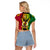 Vanuatu Raglan Cropped T Shirt Vanuatuan Coat Of Arms Mix Pig Tusk Poynesian Pattern LT05 - Polynesian Pride