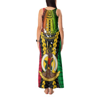 Vanuatu Tank Maxi Dress Vanuatuan Coat Of Arms Mix Pig Tusk Poynesian Pattern LT05 - Polynesian Pride