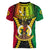 Vanuatu Women V Neck T Shirt Vanuatuan Coat Of Arms Mix Pig Tusk Poynesian Pattern LT05 - Polynesian Pride