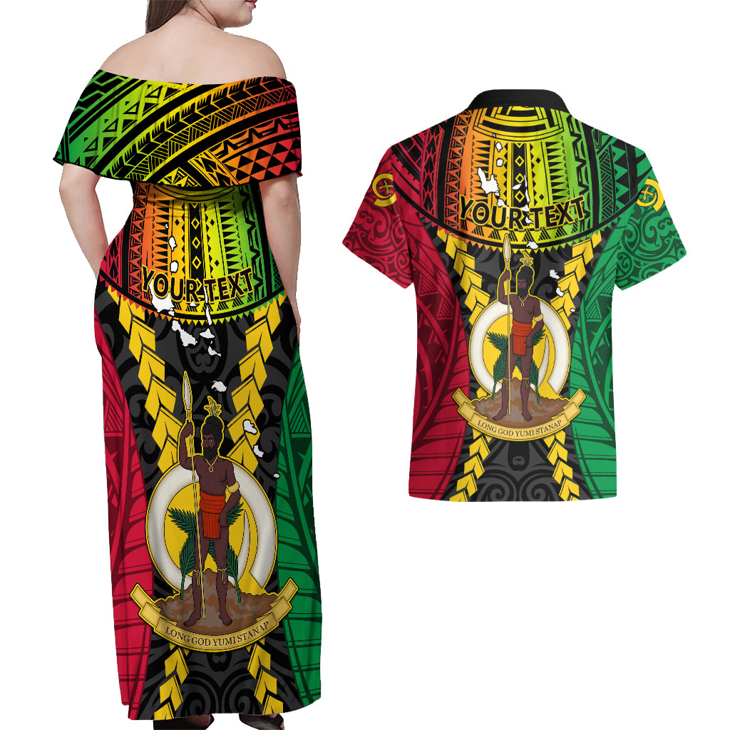 Personalized Vanuatu Couples Matching Off Shoulder Maxi Dress and Hawaiian Shirt Vanuatuan Coat Of Arms Mix Pig Tusk Poynesian Pattern LT05 - Polynesian Pride