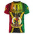 Personalized Vanuatu Women V Neck T Shirt Vanuatuan Coat Of Arms Mix Pig Tusk Poynesian Pattern LT05 - Polynesian Pride