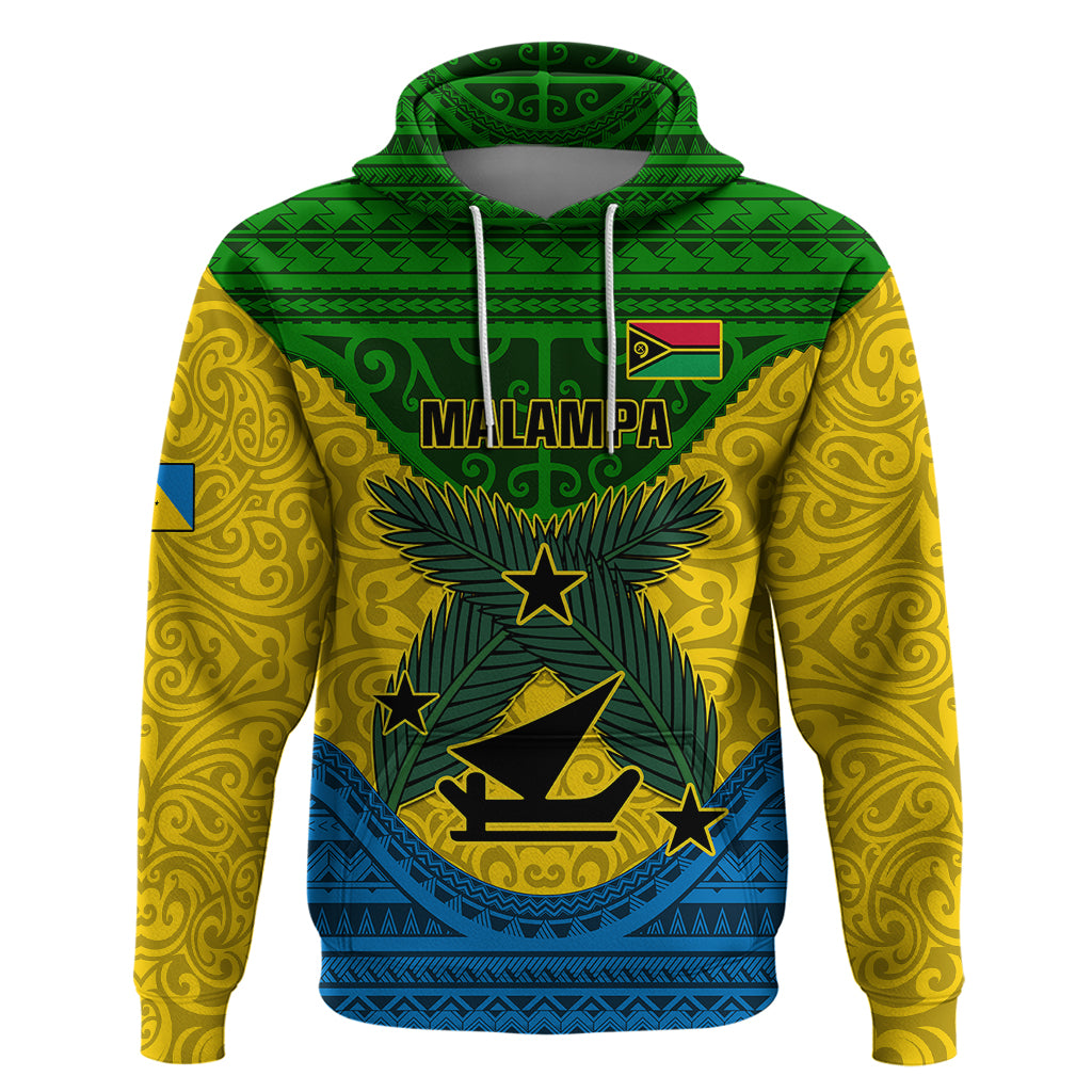 Vanuatu Malampa Province Hoodie Coat Of Arms And Namele Fern Polynesian Pattern LT05 Yellow - Polynesian Pride