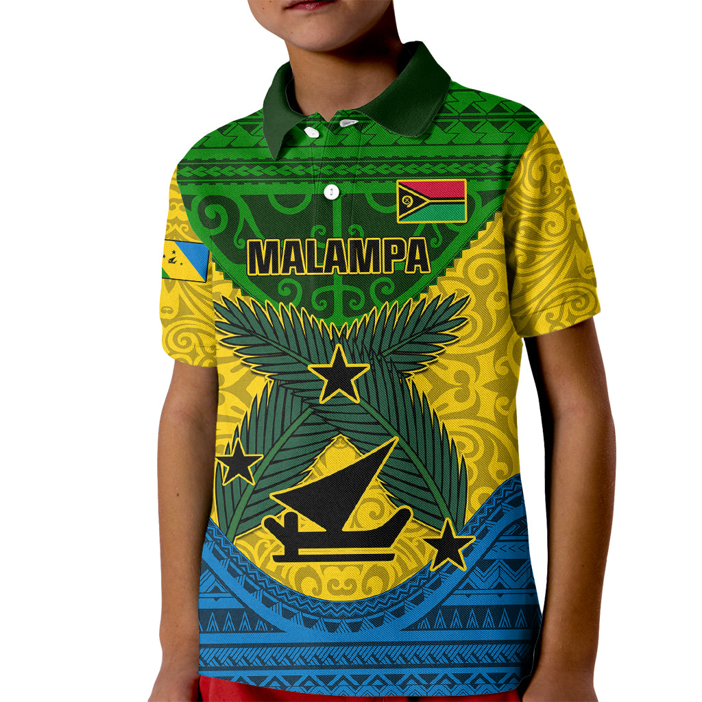Vanuatu Malampa Province Kid Polo Shirt Coat Of Arms And Namele Fern Polynesian Pattern LT05 Kid Yellow - Polynesian Pride