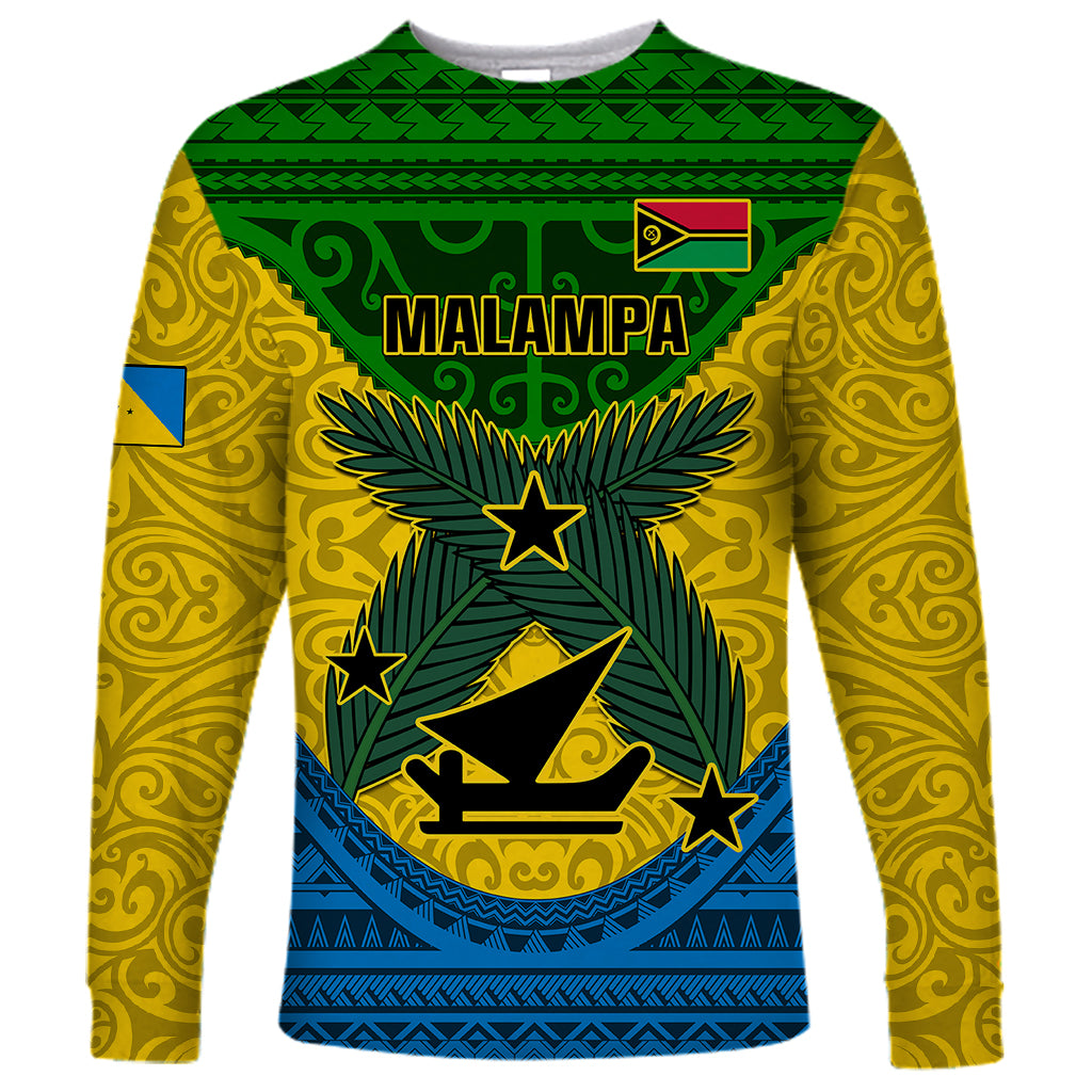 Vanuatu Malampa Province Long Sleeve Shirt Coat Of Arms And Namele Fern Polynesian Pattern LT05 Unisex Yellow - Polynesian Pride