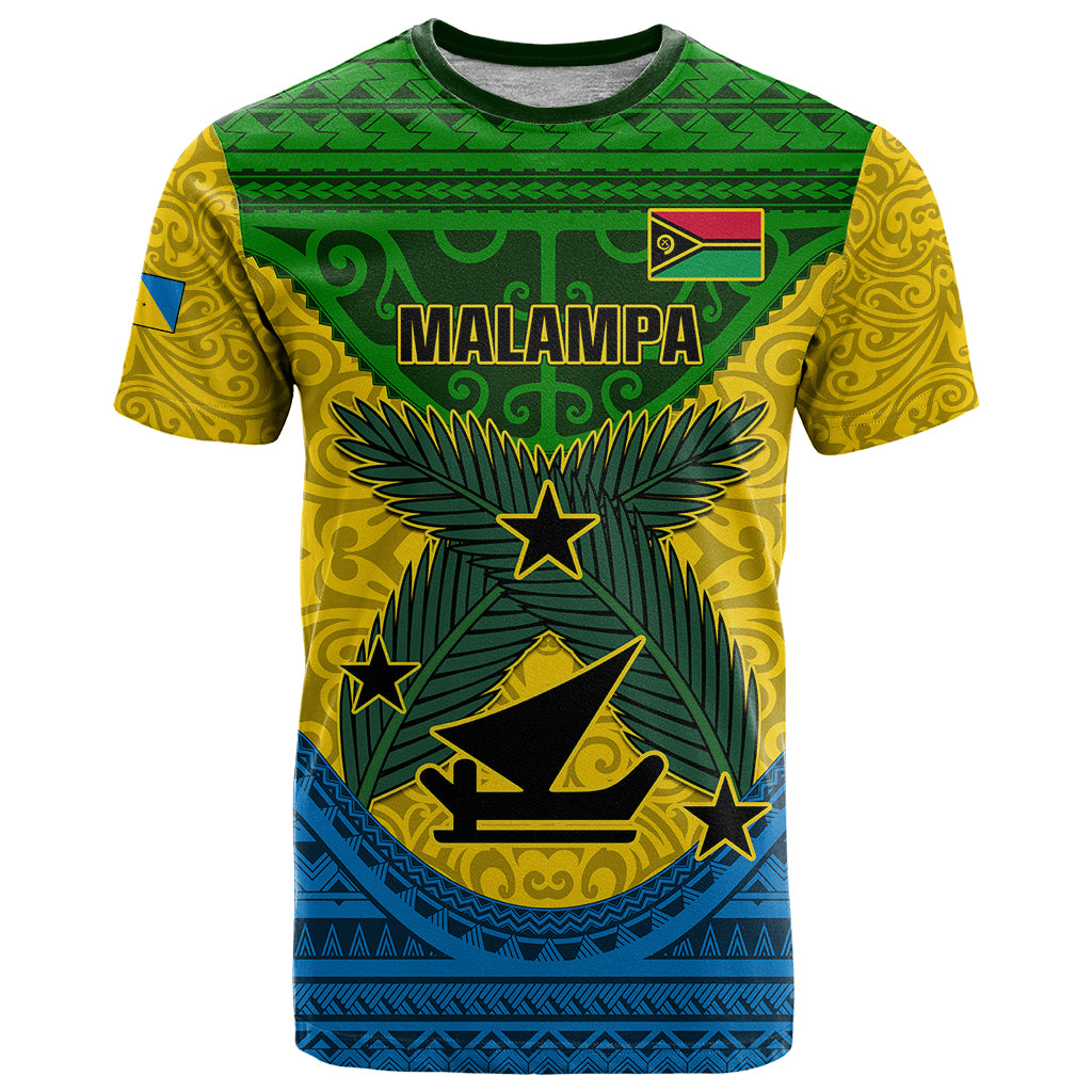 Vanuatu Malampa Province T Shirt Coat Of Arms And Namele Fern Polynesian Pattern LT05 Yellow - Polynesian Pride