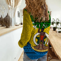 Vanuatu Malampa Province Women Casual Shirt Coat Of Arms And Namele Fern Polynesian Pattern LT05 - Polynesian Pride
