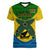 Vanuatu Malampa Province Women V Neck T Shirt Coat Of Arms And Namele Fern Polynesian Pattern LT05 Female Yellow - Polynesian Pride