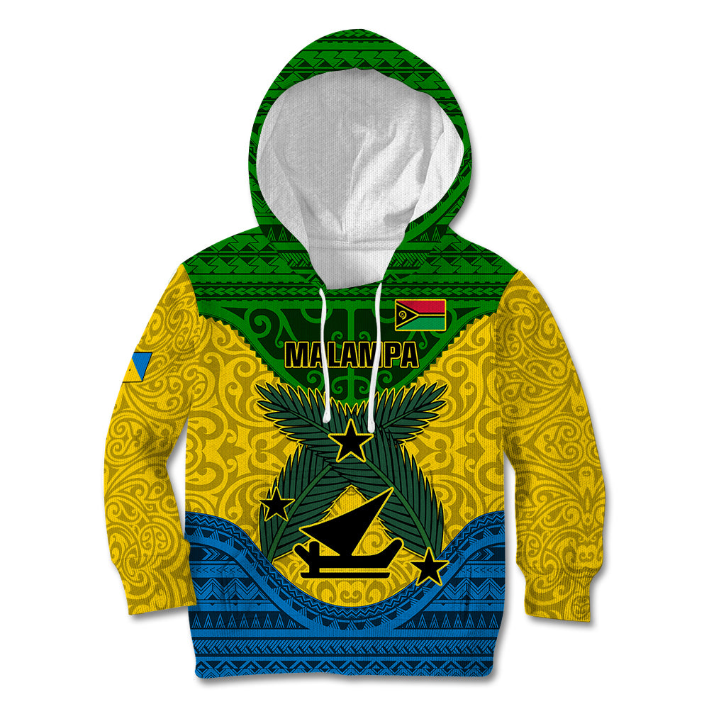 Personalized Vanuatu Malampa Province Kid Hoodie Coat Of Arms And Namele Fern Polynesian Pattern LT05 Hoodie Yellow - Polynesian Pride