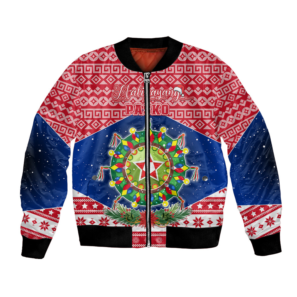 Personalised Philippines Christmas Bomber Jacket Filipino Parol Maligayang Pasko LT05 Unisex Red - Polynesian Pride