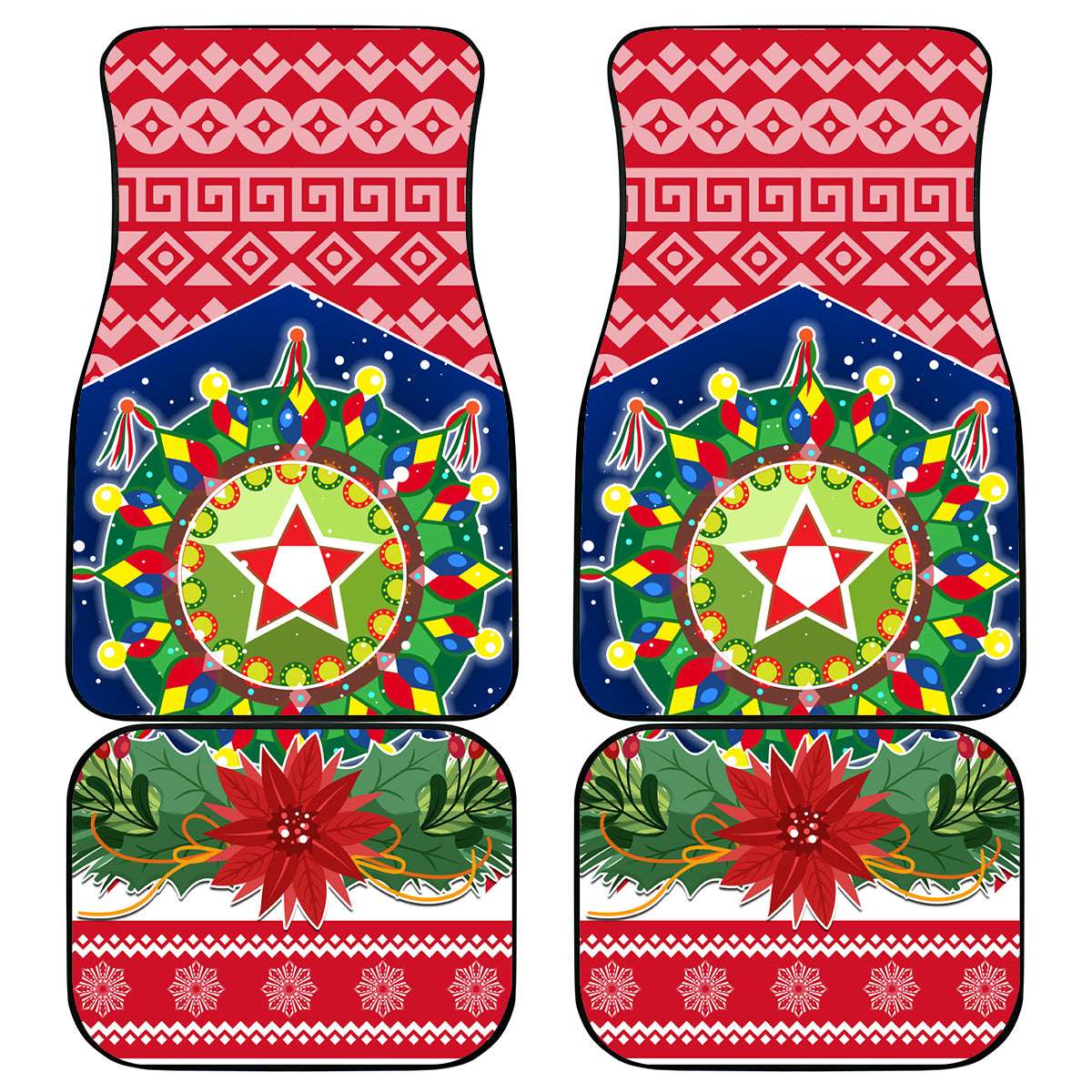 Philippines Christmas Car Mats Filipino Parol Maligayang Pasko LT05 Red - Polynesian Pride