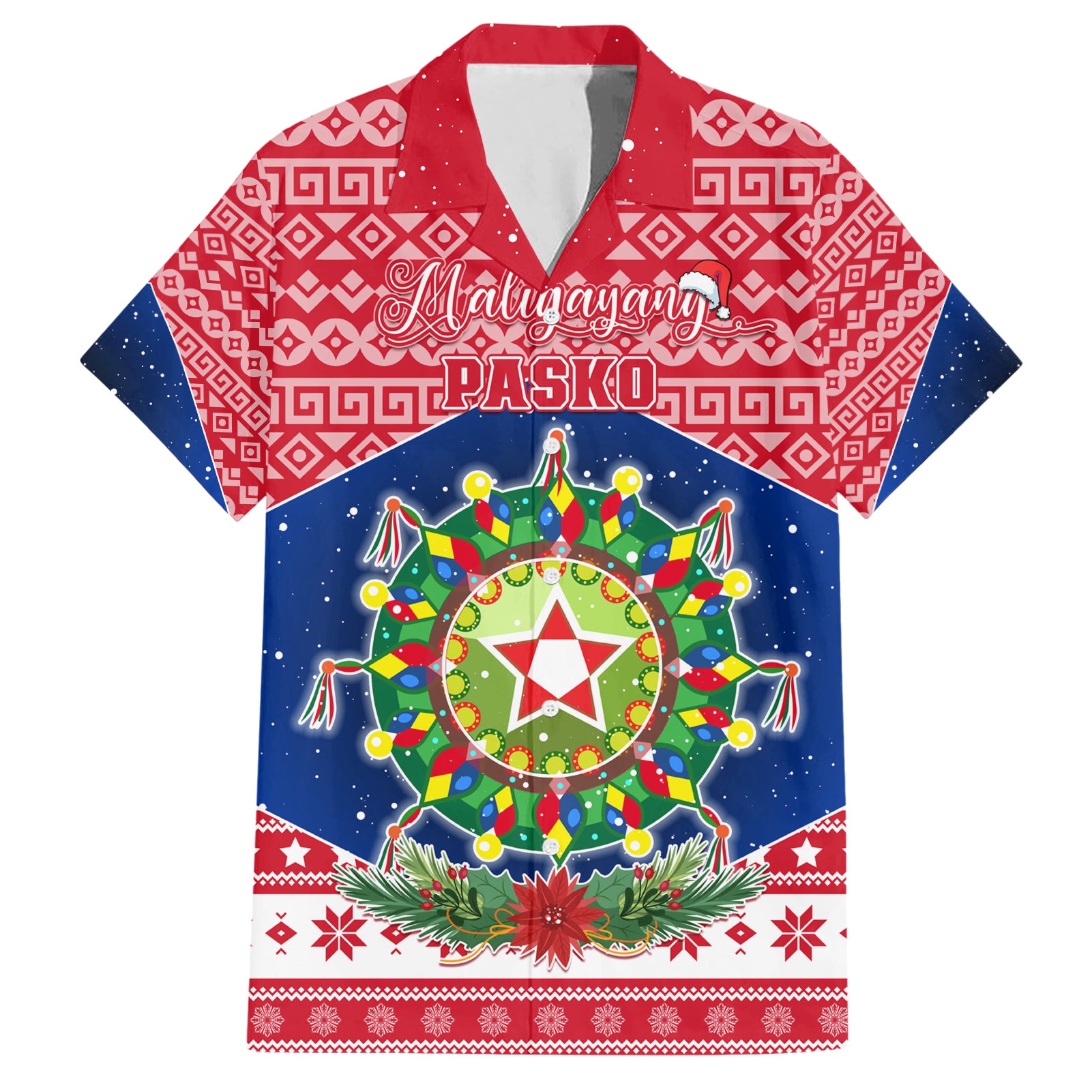 Personalised Philippines Christmas Hawaiian Shirt Filipino Parol Maligayang Pasko LT05 Red - Polynesian Pride