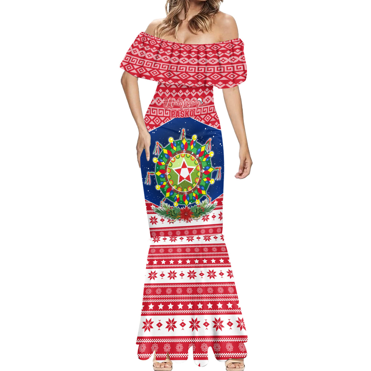 Personalised Philippines Christmas Mermaid Dress Filipino Parol Maligayang Pasko LT05 - Polynesian Pride