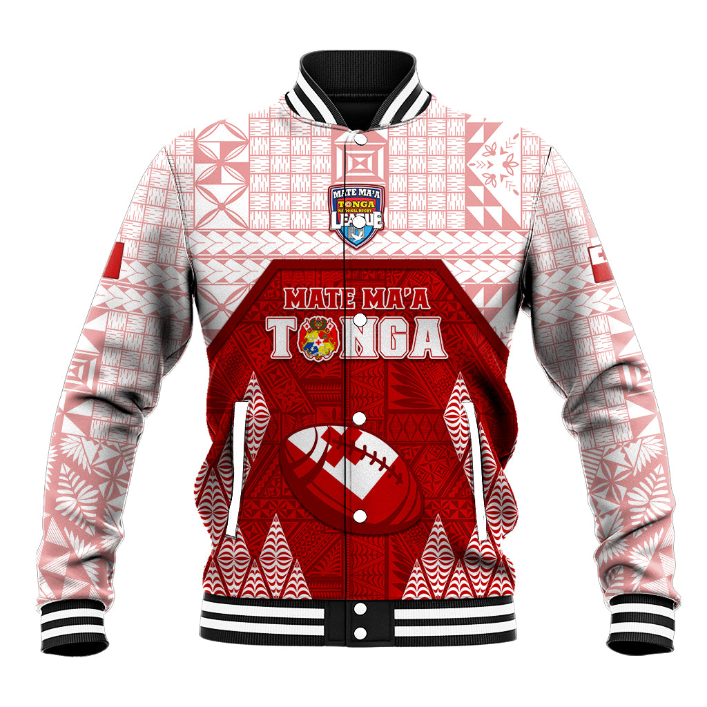 Custom Tonga Rugby Baseball Jacket 2023 Pacific Championships Kupesi Ngatu Mate Maa LT05 Unisex Red - Polynesian Pride