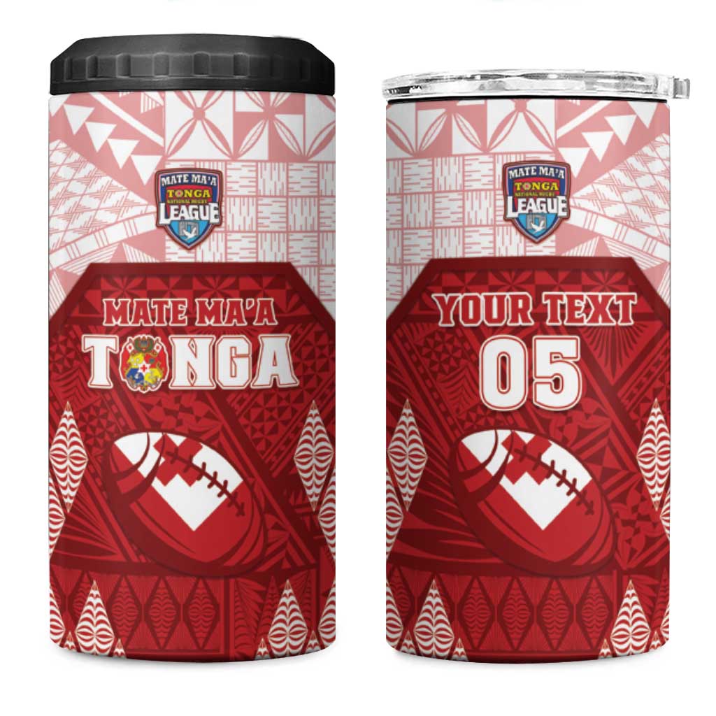 Custom Tonga Rugby 4 in 1 Can Cooler Tumbler 2023 Pacific Championships Kupesi Ngatu Mate Maa