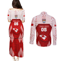 Custom Tonga Rugby Couples Matching Puletasi Dress and Long Sleeve Button Shirt 2023 Pacific Championships Kupesi Ngatu Mate Maa LT05 - Polynesian Pride
