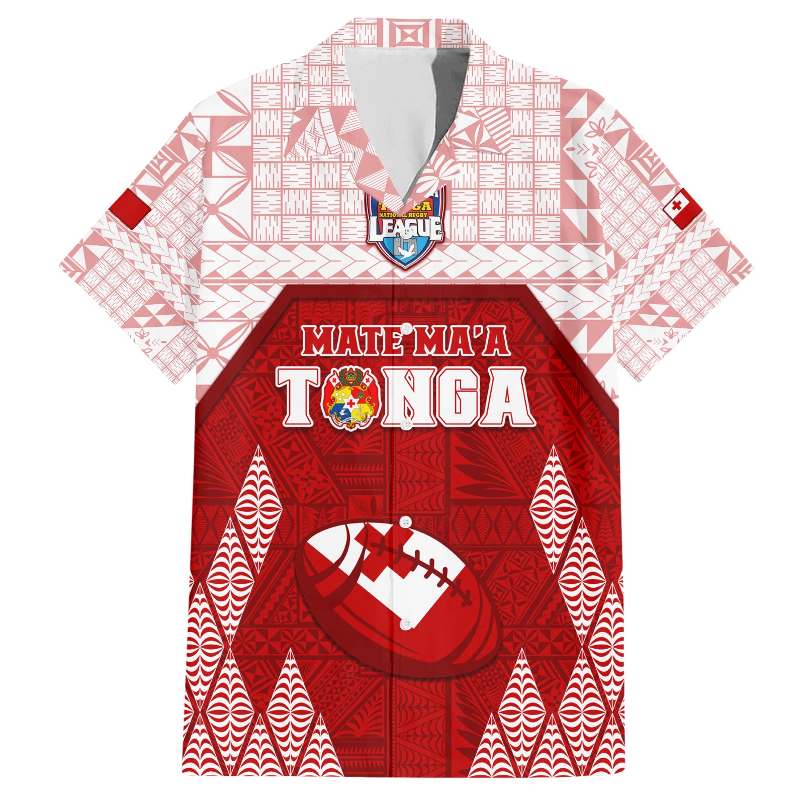 Custom Tonga Rugby Hawaiian Shirt 2023 Pacific Championships Kupesi Ngatu Mate Maa LT05 Red - Polynesian Pride