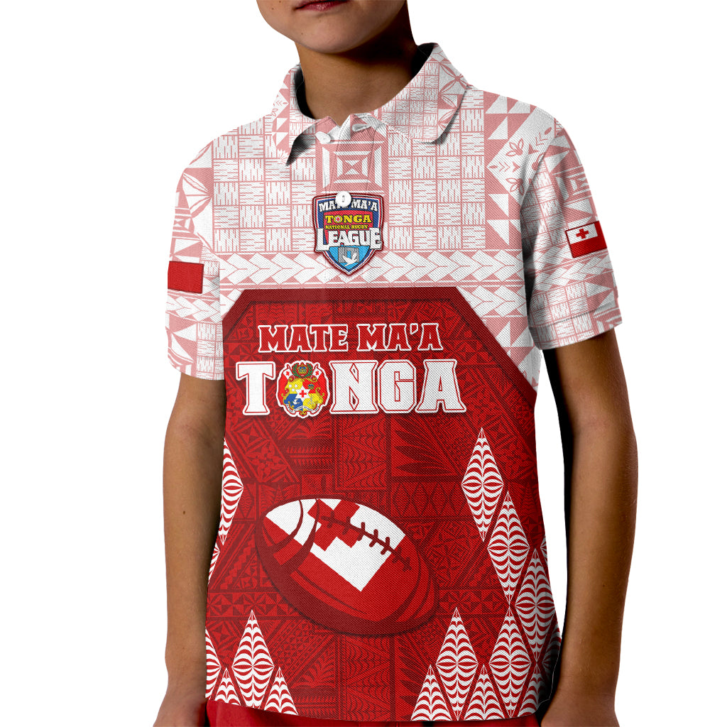 Custom Tonga Rugby Kid Polo Shirt 2023 Pacific Championships Kupesi Ngatu Mate Maa LT05 Kid Red - Polynesian Pride