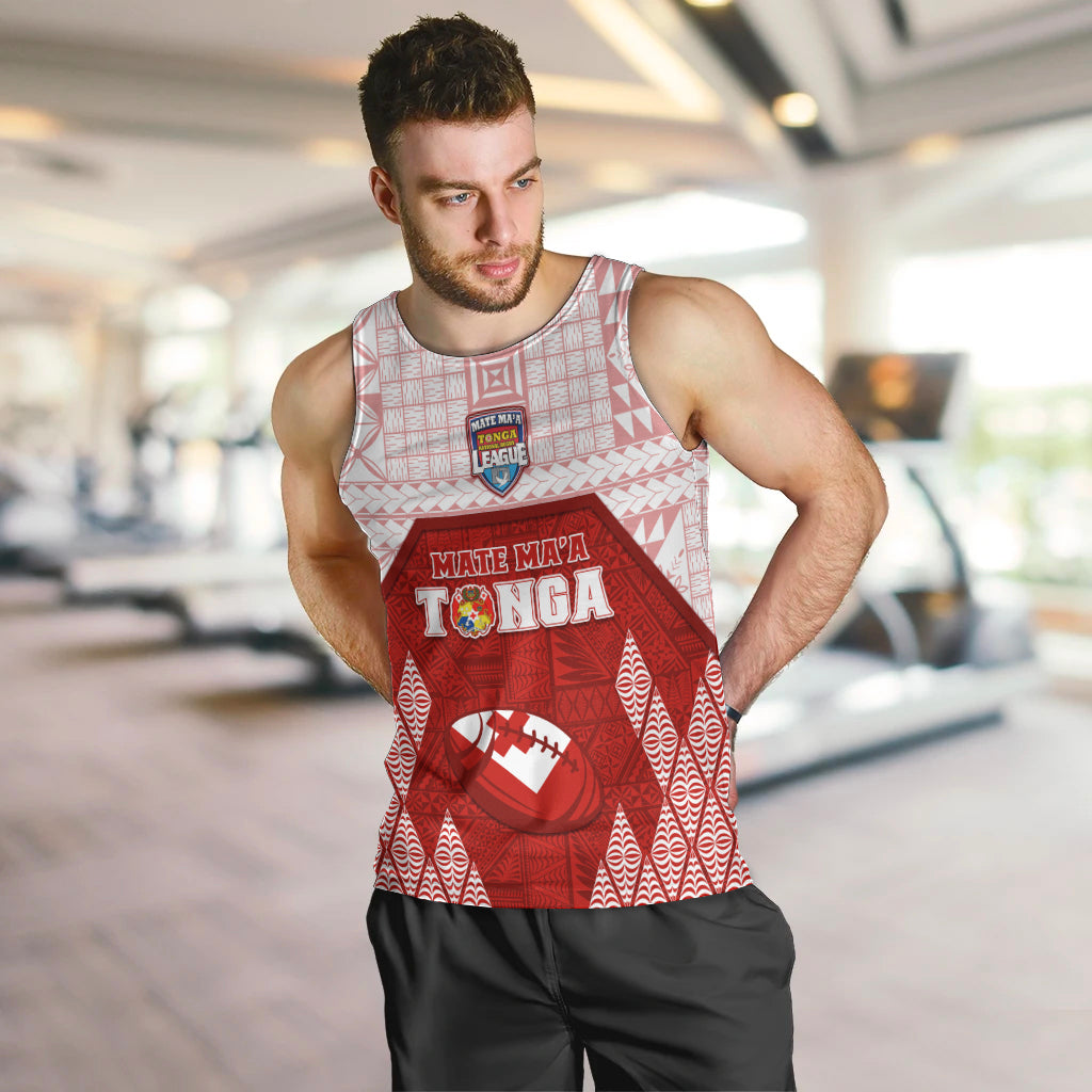 Custom Tonga Rugby Men Tank Top 2023 Pacific Championships Kupesi Ngatu Mate Maa LT05 - Polynesian Pride