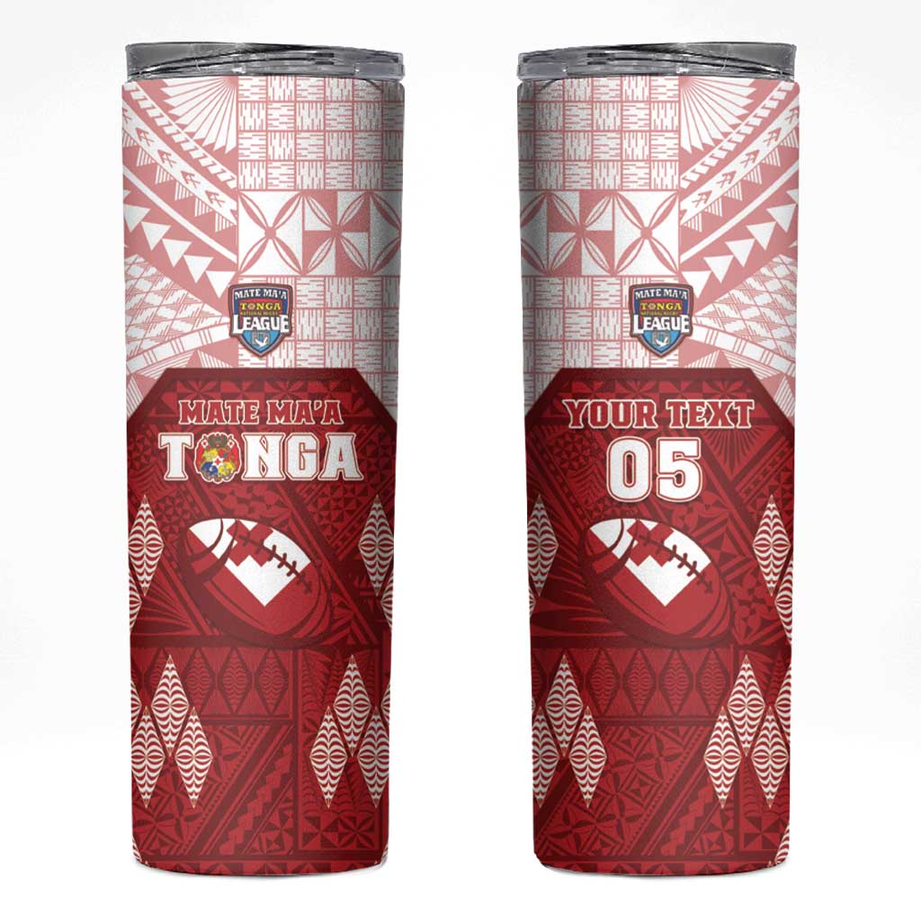 Custom Tonga Rugby Skinny Tumbler 2023 Pacific Championships Kupesi Ngatu Mate Maa