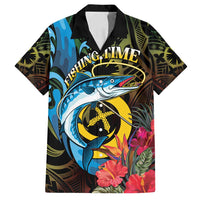 Vanuatu Fishing Family Matching Long Sleeve Bodycon Dress and Hawaiian Shirt It's Time To Fish LT05 Dad's Shirt - Short Sleeve Black - Polynesian Pride
