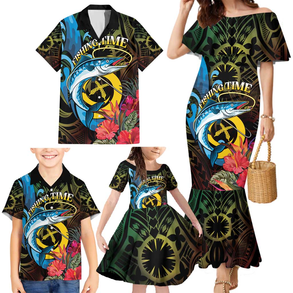 Vanuatu Fishing Family Matching Mermaid Dress and Hawaiian Shirt It's Time To Fish LT05 - Polynesian Pride