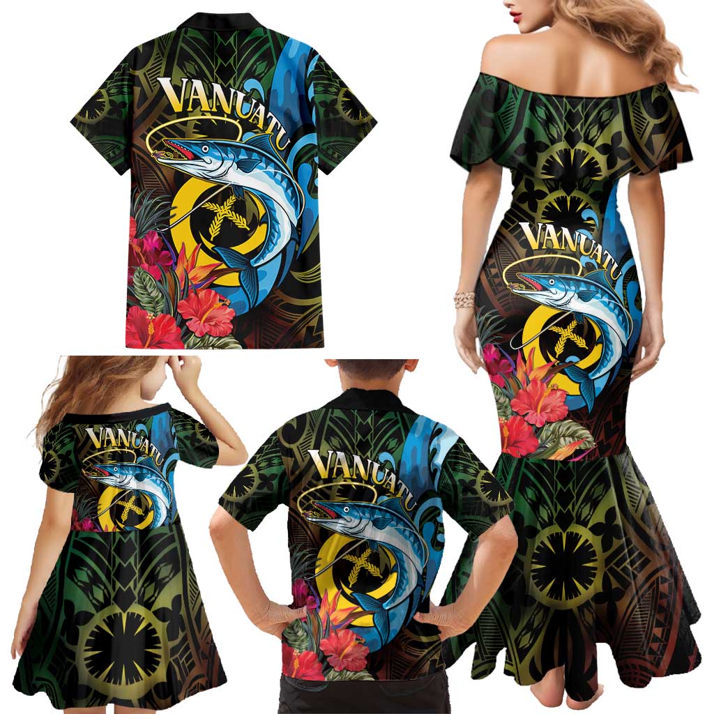 Vanuatu Fishing Family Matching Mermaid Dress and Hawaiian Shirt It's Time To Fish LT05 - Polynesian Pride