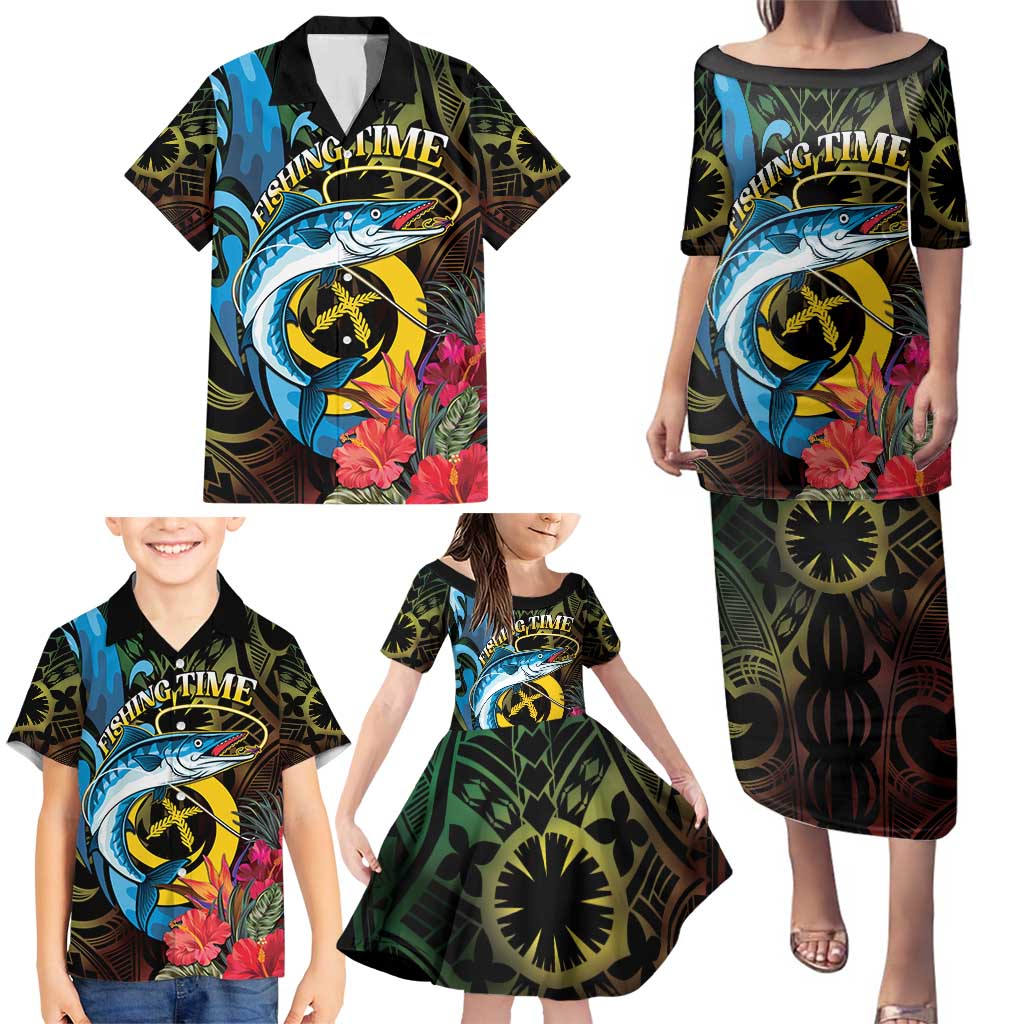 Vanuatu Fishing Family Matching Puletasi and Hawaiian Shirt It's Time To Fish LT05 - Polynesian Pride