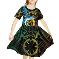 Vanuatu Fishing Kid Short Sleeve Dress It's Time To Fish