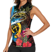 Vanuatu Fishing Women Sleeveless Polo Shirt It's Time To Fish
