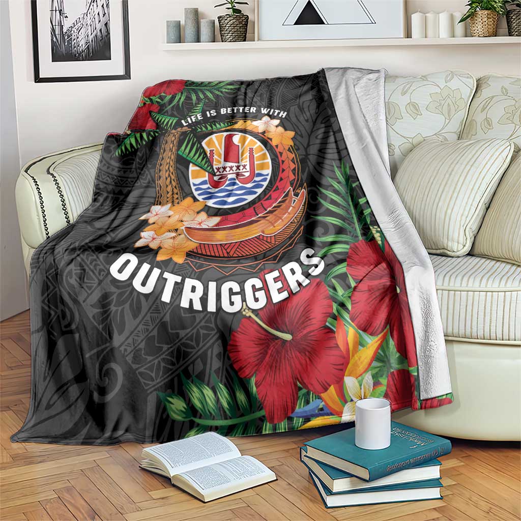 French Polynesia Outrigger Canoe Race Blanket Tropical Vibe